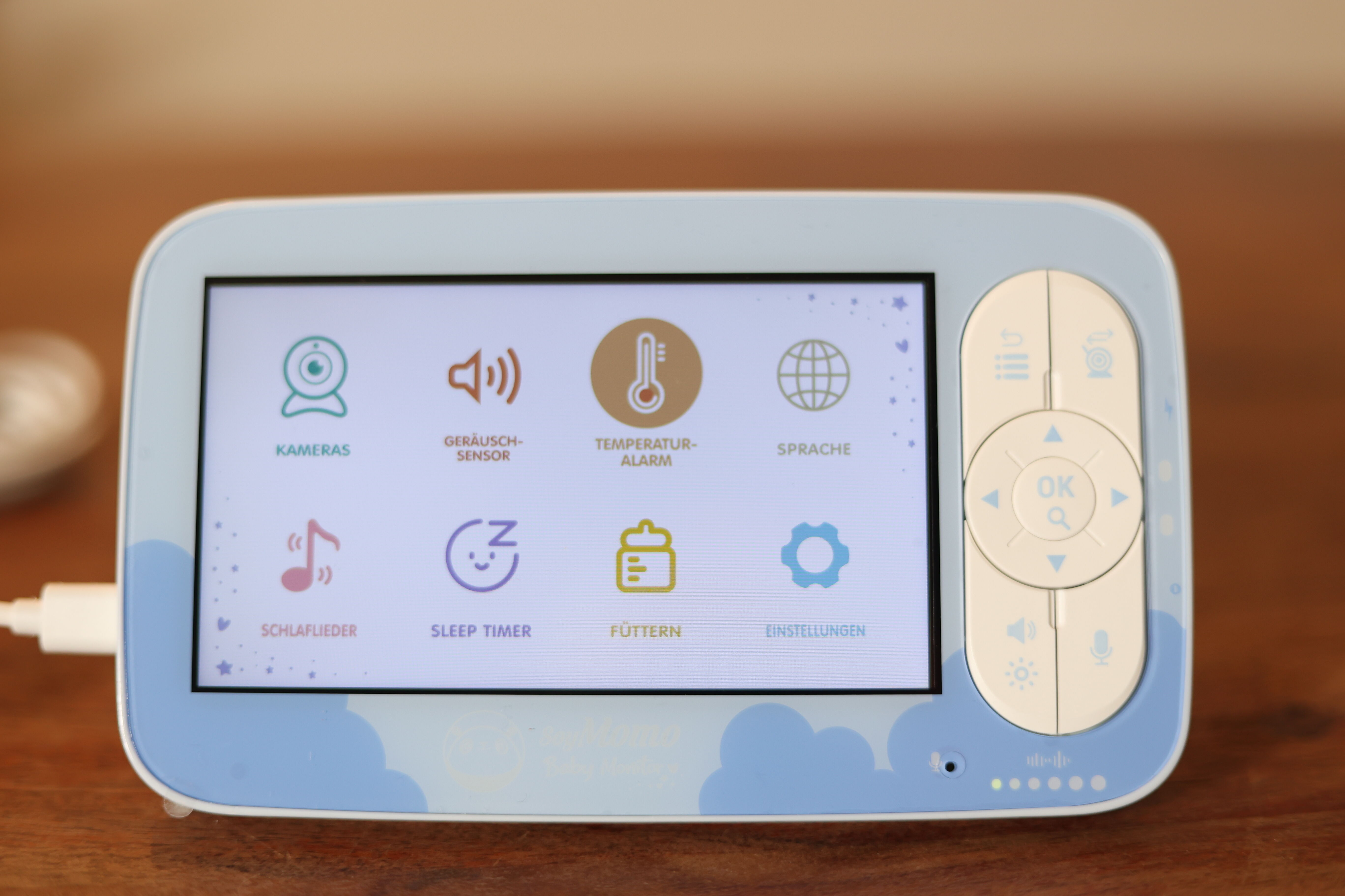 Das Menü des SoyMomo Video-Babyphone